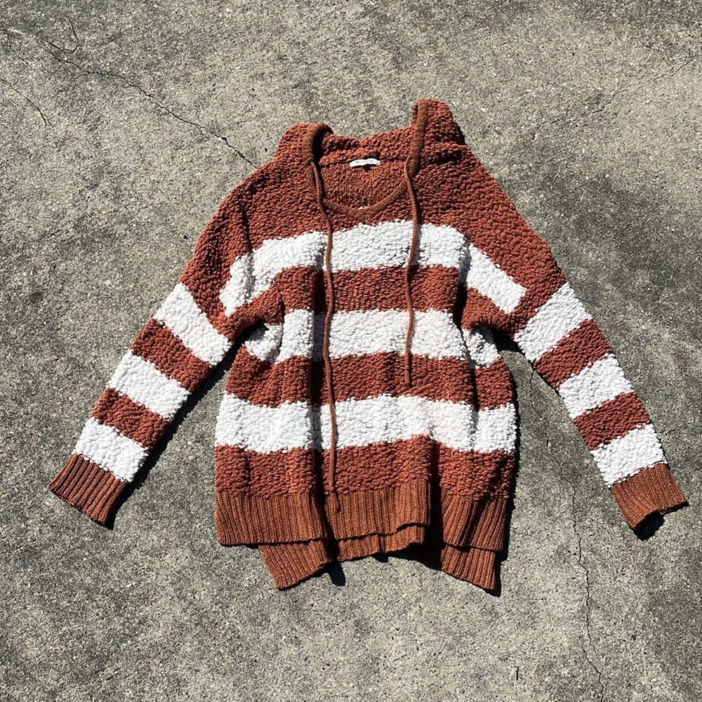 Burnt Orange and White Popcorn sweater
